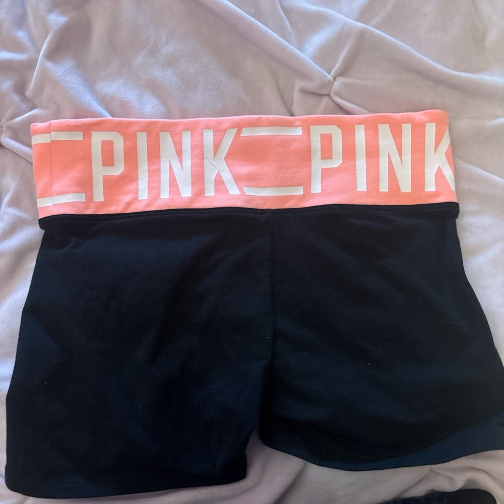 PINK Victoria's Secret Women's Black and Pink Shorts